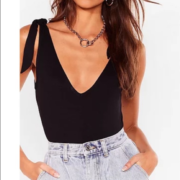 Nasty Gal Tops - NEW Nasty Gal It Must V Love Plunging Tie Bodysuit